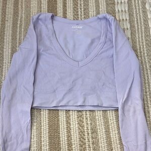 Garage Women's Light Purple Ribbed Crop Top